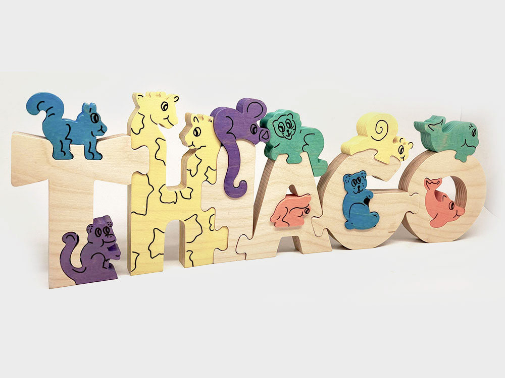 Puzzle prénom en bois 2 couleurs